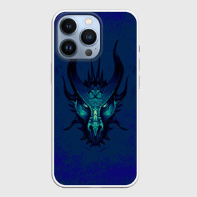 Чехол для iPhone 13 Pro с принтом Водяной дракон в Петрозаводске,  |  | брызги. | вода | дракон | мифология | синий | фиолетовый