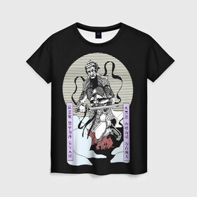 Женская футболка 3D с принтом DEMON CV 3D в Петрозаводске, 100% полиэфир ( синтетическое хлопкоподобное полотно) | прямой крой, круглый вырез горловины, длина до линии бедер | демон | меч | солнце | цветной | человек