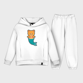 Детский костюм хлопок Oversize с принтом Cat Mermaid в Петрозаводске,  |  | animal | cat | cute | fish | kitty | meow | друг | животные | киска | кися | китти | кот | котенок | котик | котэ | кошечка | кошка | мур | мяу | питомец | русалка | русалочка | рыба