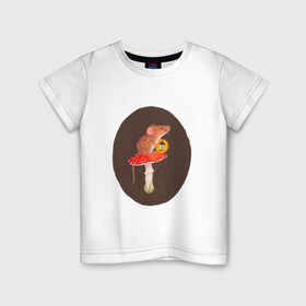 Детская футболка хлопок с принтом Ночное путешествие в Петрозаводске, 100% хлопок | круглый вырез горловины, полуприлегающий силуэт, длина до линии бедер | арт | гриб | мухомор | мышка | мышь | ночь | природа | рисунок | фонарь