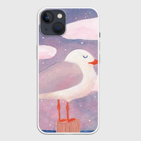 Чехол для iPhone 13 с принтом Отдыхающая чайка в Петрозаводске,  |  | арт | закат | звезда | звёздное небо | звёзды | небо | ночное небо | облака | облако | природа | птица | рисунок | сон | чайка