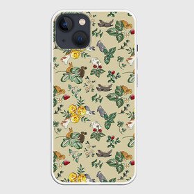 Чехол для iPhone 13 с принтом Зайчики с Цветочками в Петрозаводске,  |  | девушка | зайка | зайка малыш | зайка на мячике | заяц | красивые рисунки | кролик | кролики | ребенок | цветочки | цветы