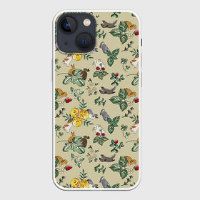 Чехол для iPhone 13 mini с принтом Зайчики с Цветочками в Петрозаводске,  |  | девушка | зайка | зайка малыш | зайка на мячике | заяц | красивые рисунки | кролик | кролики | ребенок | цветочки | цветы