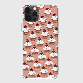 Чехол для iPhone 12 Pro с принтом Вишенка на кексе в Петрозаводске, силикон | область печати: задняя сторона чехла, без боковых панелей | вафля | вишенка | выпечка | для девушек | еда | кекс | кексик | маффин | пирожное | рисунок
