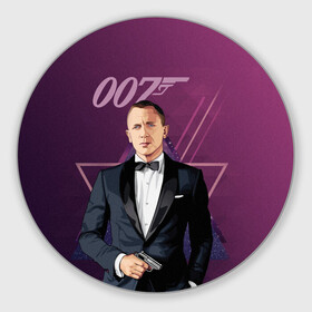 Коврик для мышки круглый с принтом агент 007 Джеймс Бонд в Петрозаводске, резина и полиэстер | круглая форма, изображение наносится на всю лицевую часть | Тематика изображения на принте: 007 | bond | james bond | no time to die | бонд | джеймс бонд | кино | не время умирать