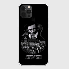 Чехол для iPhone 12 Pro с принтом JOHNNY CASH в Петрозаводске, силикон | область печати: задняя сторона чехла, без боковых панелей | black | blues | cash | dark | guitar | johnny | man | rock | usa | блюз | гитара | джони | джонни | кэш | музыка | разное | рок | сша | человек | черный