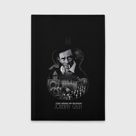 Обложка для автодокументов с принтом JOHNNY CASH в Петрозаводске, натуральная кожа |  размер 19,9*13 см; внутри 4 больших “конверта” для документов и один маленький отдел — туда идеально встанут права | black | blues | cash | dark | guitar | johnny | man | rock | usa | блюз | гитара | джони | джонни | кэш | музыка | разное | рок | сша | человек | черный