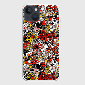 Чехол для iPhone 13 с принтом Абстрактный разноцветный узор в Петрозаводске,  |  | абстрактный | граффити | желтый | красный | мазня | молодежный | популярный | разноцветный | рисунок | современный | черный