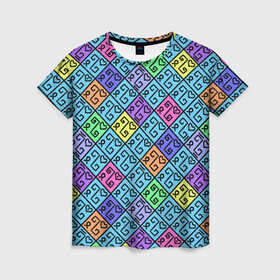 Женская футболка 3D с принтом Неоновый яркий абстрактный узо в Петрозаводске, 100% полиэфир ( синтетическое хлопкоподобное полотно) | прямой крой, круглый вырез горловины, длина до линии бедер | детский | зеленый | лимонный | неоновый | неоновый принт | популярный | разноцветный | розовый | современный