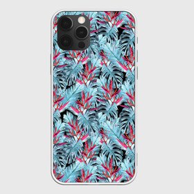 Чехол для iPhone 12 Pro Max с принтом Розово-голубой тропический  в Петрозаводске, Силикон |  | листья | листья монстеры | монстера | папоротник | пляжный | тропический | цветочный