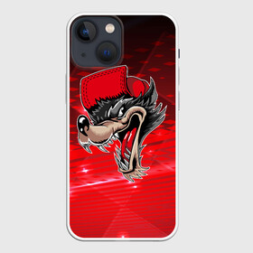 Чехол для iPhone 13 mini с принтом Волк в бейсболке в Петрозаводске,  |  | wolf | волки | клыки | серый волк | хищник
