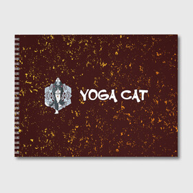 Альбом для рисования с принтом Кошачья Йога - Гранж в Петрозаводске, 100% бумага
 | матовая бумага, плотность 200 мг. | Тематика изображения на принте: cat | cats | yoga | гранж | дзен | инь | йога | кот | коты | кошачья | кошка | кошки | намасте | практика | расслабление | хамса | янь