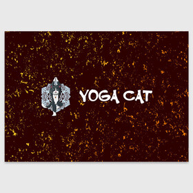 Поздравительная открытка с принтом Кошачья Йога - Гранж в Петрозаводске, 100% бумага | плотность бумаги 280 г/м2, матовая, на обратной стороне линовка и место для марки
 | Тематика изображения на принте: cat | cats | yoga | гранж | дзен | инь | йога | кот | коты | кошачья | кошка | кошки | намасте | практика | расслабление | хамса | янь