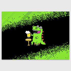Поздравительная открытка с принтом Пивозавр - Краска в Петрозаводске, 100% бумага | плотность бумаги 280 г/м2, матовая, на обратной стороне линовка и место для марки
 | dinosaur | pivo | pivozavr | динозавр | краска | прикол | спрей