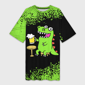 Платье-футболка 3D с принтом Пивозавр   Краска в Петрозаводске,  |  | dinosaur | pivo | pivozavr | динозавр | краска | прикол | спрей