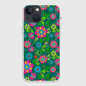 Чехол для iPhone 13 mini с принтом Поле разноцветных цветков в Петрозаводске,  |  | красивые цветы | мозаика | мозаика из цветов | природа | узоры | узоры из цветов | цветочки | цветочная | цветы | цветы арт