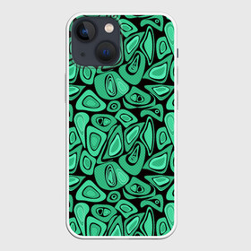 Чехол для iPhone 13 mini с принтом Зеленый абстрактный узор в Петрозаводске,  |  | абстрактный | в горошек | граффити | детский современный | зелено черный | простой | ретро
