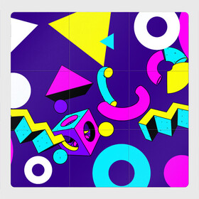 Магнитный плакат 3Х3 с принтом Геометрические фигуры в Петрозаводске, Полимерный материал с магнитным слоем | 9 деталей размером 9*9 см | Тематика изображения на принте: геометрический | красочный | мода | разноцветные 90 е | стиль | структура | текстура | ткань | узор | фон | цвет