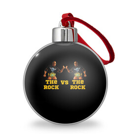 Ёлочный шар с принтом The ROCK VS The ROCK в Петрозаводске, Пластик | Диаметр: 77 мм | Тематика изображения на принте: versus | двойники | дуэйн джонсон | жёлтый | пояс | скала против скалы | чёрный
