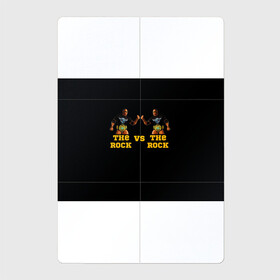 Магнитный плакат 2Х3 с принтом The ROCK VS The ROCK в Петрозаводске, Полимерный материал с магнитным слоем | 6 деталей размером 9*9 см | Тематика изображения на принте: versus | двойники | дуэйн джонсон | жёлтый | пояс | скала против скалы | чёрный