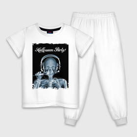 Детская пижама хлопок с принтом Halloween Party в Петрозаводске, 100% хлопок |  брюки и футболка прямого кроя, без карманов, на брюках мягкая резинка на поясе и по низу штанин
 | halloween | party | skeleton | x ray | вечеринка | рентген | скелет | хэллоуин