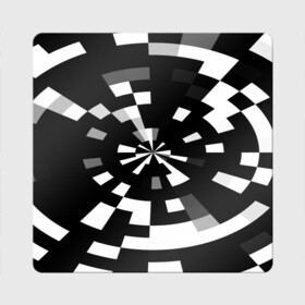 Магнит виниловый Квадрат с принтом Черно-белый фон иллюзии в Петрозаводске, полимерный материал с магнитным слоем | размер 9*9 см, закругленные углы | абстрактный | геометрический | дизайн | иллюзия | кривая | линии | пиксель | текстура | узор