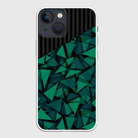 Чехол для iPhone 13 mini с принтом Геометрический узор в Петрозаводске,  |  | геометрический | зеленый | зеленый и черный | изумрудный | комбинированный | мужской | полигональный | полосатый | современный