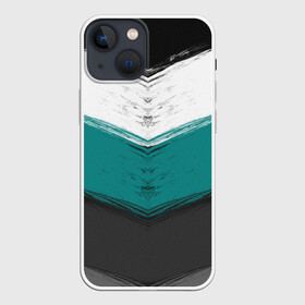 Чехол для iPhone 13 mini с принтом Полосатый абстрактный принт в Петрозаводске,  |  | акварельные полосы | бирюзовый | косые полосы | модный принт | мужской | полосы | простой | серый | темно серый