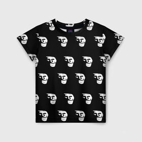 Детская футболка 3D с принтом Dark trollface в Петрозаводске, 100% гипоаллергенный полиэфир | прямой крой, круглый вырез горловины, длина до линии бедер, чуть спущенное плечо, ткань немного тянется | creepypasta | scary | мем | мрак | троллфейс