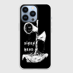 Чехол для iPhone 13 Pro с принтом Сиреноголовый ЧБ Siren Head в Петрозаводске,  |  | forest | games | monster | night | siren head | детям | игры | лес | монстр | надпись | ночь | сирена | сиреноголовый | солнце | страшилка | текст | темно | туман | ужастик | хоррор