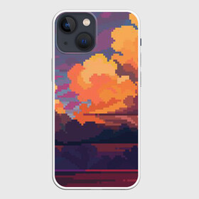 Чехол для iPhone 13 mini с принтом Закат на море в Петрозаводске,  |  | 8 bit | 8 бит | игры | пейзаж | пиксель арт