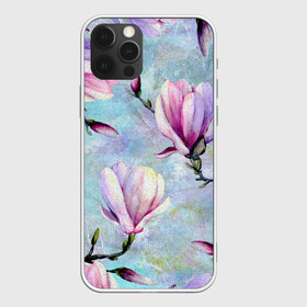 Чехол для iPhone 12 Pro Max с принтом Живописная магнолия в Петрозаводске, Силикон |  | бутоны | весна | живописный | живопись | картина | крупные цветы | магнолия | небесный | нежные | холст | художественный | цветочки | цветочный | цветы