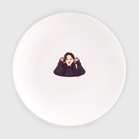 Тарелка с принтом Aeong  в Петрозаводске, фарфор | диаметр - 210 мм
диаметр для нанесения принта - 120 мм | aeong sticker | black pink | bts | kpop | кошка | чон соми