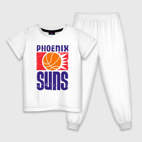 Детская пижама хлопок с принтом Phoenix Suns в Петрозаводске, 100% хлопок |  брюки и футболка прямого кроя, без карманов, на брюках мягкая резинка на поясе и по низу штанин
 | basketball | mvp | nba | phoenix | sport | streetball | suns | аризона | баскетбол | игра | крис пол | мяч | нба | санс | спорт | стритбол | тренер | финикс | чемпион