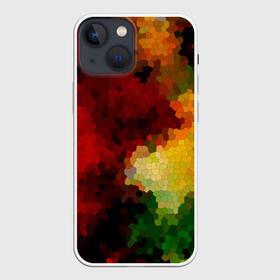 Чехол для iPhone 13 mini с принтом Абстрактная мазаика витраж в Петрозаводске,  |  | абстрактный | витраж | желтый | красный | мозаика | разноцветный | современный | соты | текстура