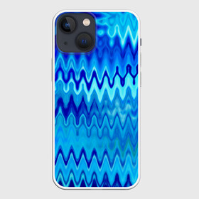 Чехол для iPhone 13 mini с принтом Синий голубой абстрактный узор в Петрозаводске,  |  | абстрактный | волны | зигзаг | размытый узор | синий | современный