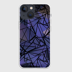 Чехол для iPhone 13 mini с принтом Синий бежевый абстрактный узор в Петрозаводске,  |  | абстрактный | мужской | полигональный узор | синий | современный | текстура | фиолетовый