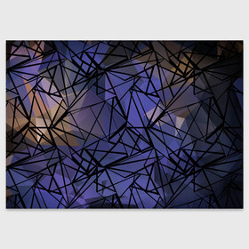 Поздравительная открытка с принтом Синий-бежевый абстрактный узор в Петрозаводске, 100% бумага | плотность бумаги 280 г/м2, матовая, на обратной стороне линовка и место для марки
 | Тематика изображения на принте: абстрактный | мужской | полигональный узор | синий | современный | текстура | фиолетовый