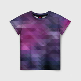 Детская футболка 3D с принтом Фиолетово-бордовый узор  в Петрозаводске, 100% гипоаллергенный полиэфир | прямой крой, круглый вырез горловины, длина до линии бедер, чуть спущенное плечо, ткань немного тянется | абстрактный | креативный | молодежный | полигональный популярный | современный | текстура | темно фиолетовый | узор