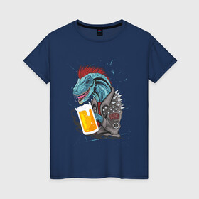 Женская футболка хлопок с принтом Пивозавр - Гранж в Петрозаводске, 100% хлопок | прямой крой, круглый вырез горловины, длина до линии бедер, слегка спущенное плечо | dinosaur | pivo | pivozavr | гранж | динозавр | прикол