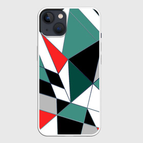 Чехол для iPhone 13 с принтом Абстрактный геометрический в Петрозаводске,  |  | абстрактный | ассиметрия | красный | молодежный | полигональный | разноцветный | современный | темный бирюзовый | черный
