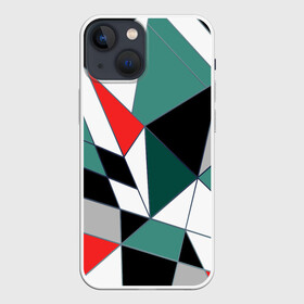 Чехол для iPhone 13 mini с принтом Абстрактный геометрический в Петрозаводске,  |  | абстрактный | ассиметрия | красный | молодежный | полигональный | разноцветный | современный | темный бирюзовый | черный