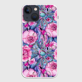 Чехол для iPhone 13 mini с принтом Волшебный сад с пионами в Петрозаводске,  |  | peonies | peony | волшебный | пион | пионы | сад | сказка | сказочный | цветочки | цветочный | цветы