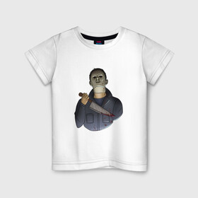 Детская футболка хлопок с принтом Майкл Dead by daylight в Петрозаводске, 100% хлопок | круглый вырез горловины, полуприлегающий силуэт, длина до линии бедер | killer | michael myers | майкл майерс