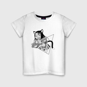 Детская футболка хлопок с принтом Нагаторо-сан кошечка в Петрозаводске, 100% хлопок | круглый вырез горловины, полуприлегающий силуэт, длина до линии бедер | аниме | кошка | нагаторо | неко | садистка | ученица | хаясэ | школьница