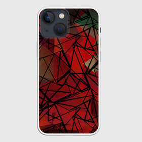 Чехол для iPhone 13 mini с принтом Абстрактный геометрический в Петрозаводске,  |  | абстрактный | геометрический | зеленый | красный | линии | молодежный | полигональный | современный