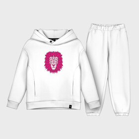 Детский костюм хлопок Oversize с принтом Pink Lion в Петрозаводске,  |  | animal | cat | lion | африка | животные | зверь | кот | кошка | лев | львенок | львица | тигр | хищник | царь