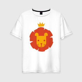 Женская футболка хлопок Oversize с принтом King Lion в Петрозаводске, 100% хлопок | свободный крой, круглый ворот, спущенный рукав, длина до линии бедер
 | animal | cat | lion | африка | животные | зверь | кот | кошка | лев | львенок | львица | тигр | хищник | царь