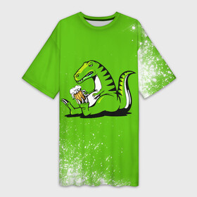 Платье-футболка 3D с принтом Пивозавр   Краска в Петрозаводске,  |  | dinosaur | pivo | pivozavr | взрыв | динозавр | краска | прикол