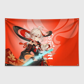 Флаг-баннер с принтом Genshin Impact, Кадзуха в Петрозаводске, 100% полиэстер | размер 67 х 109 см, плотность ткани — 95 г/м2; по краям флага есть четыре люверса для крепления | genshin impact | kaedehara kazuha | анемо | геншин импакт | игры | кадзуха | персонажи